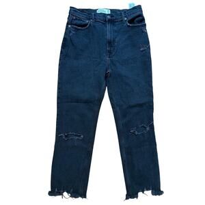 Abercrombie & Fitch black high rise straight ankle distressed jeans SIZE 6